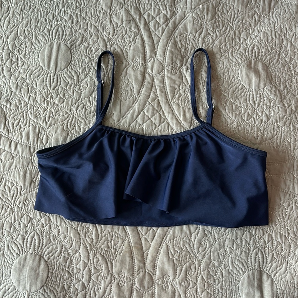 Ozowo Navy Blue Ruffle Bikini Top Size Medium